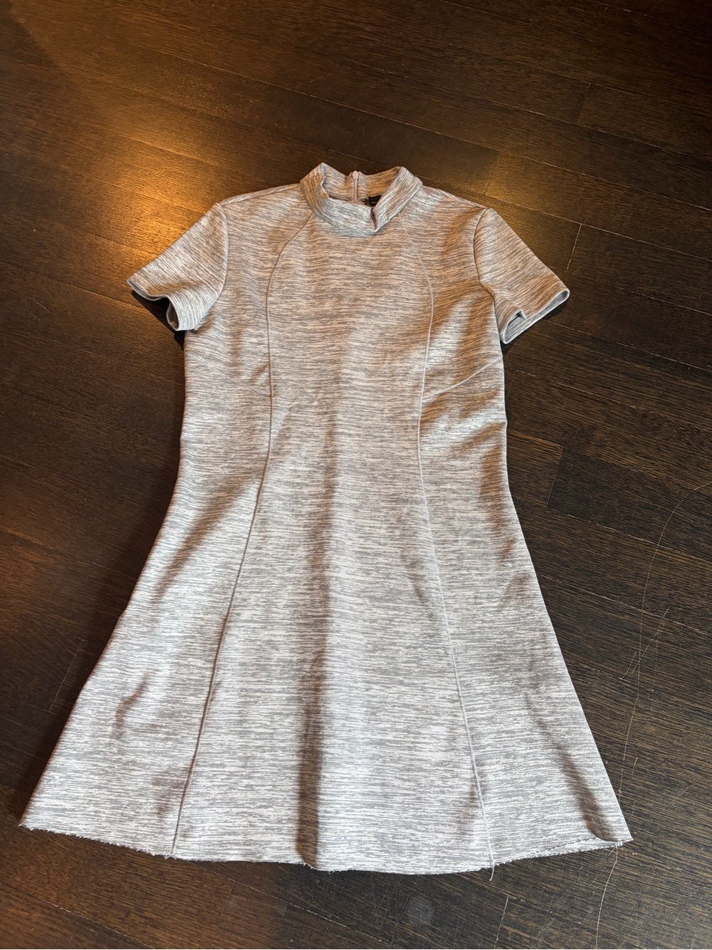 Zara Light Heather Gray Mock-Neck A-Line Dress
